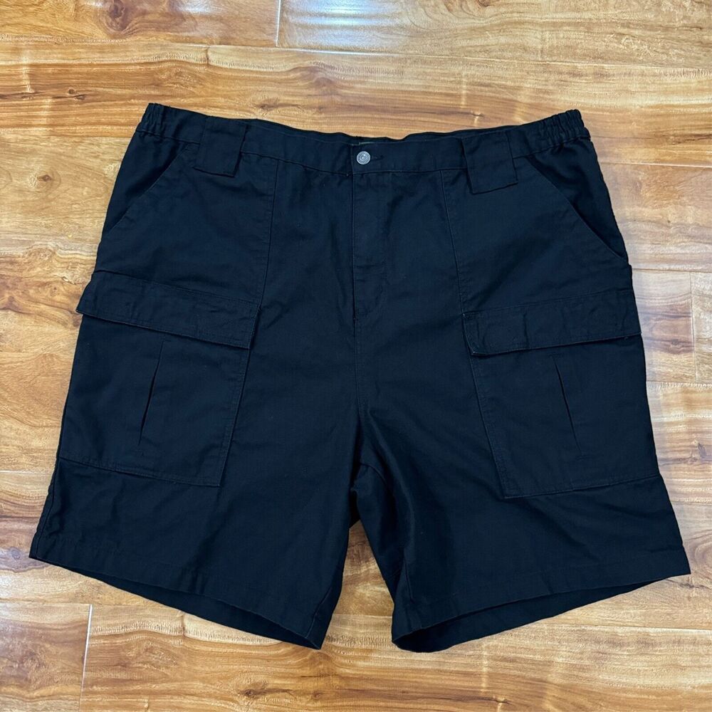 BOULDER CREEK Men's Black Side Elastic Ripstop Cargo knee Shorts Size 46 BIG NEW
